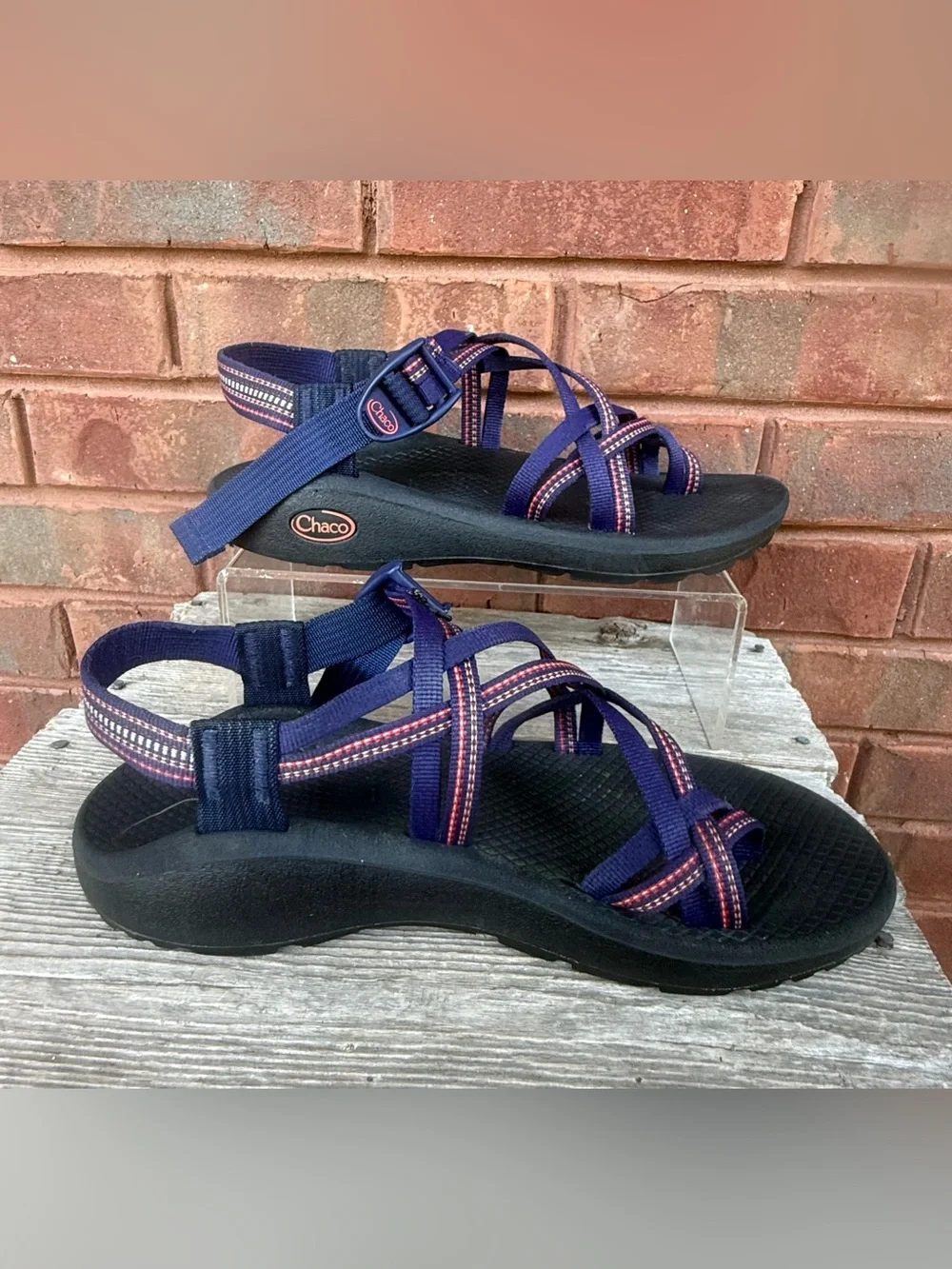Chaco ZX/2 Cloud Sandals Womens 8 Blue white Strappy Trail Shoes Chacos